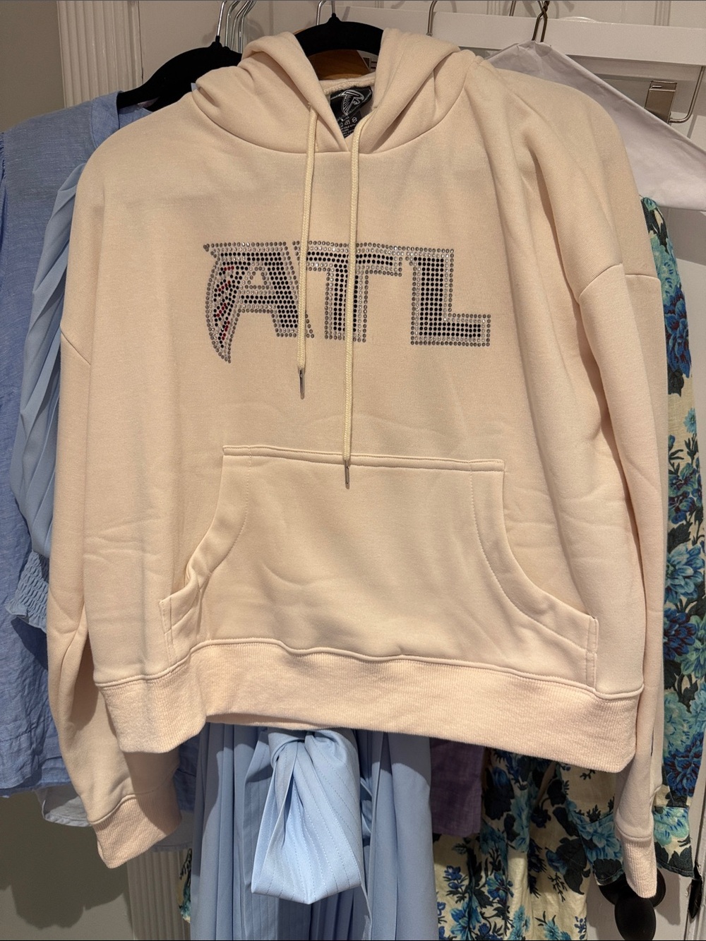 Bedazzled 'ATL' Atlanta Falcons Rhinestone Hoodie Women’s Collectible XL NWOT